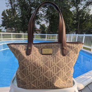 Lauren Ralph Lauren Brown and Khaki Signature Tote